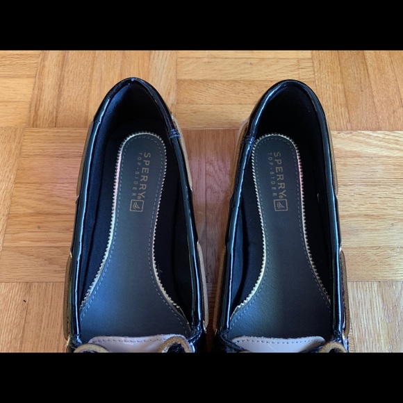 Sperry Top Sider Boat Shoe Flat Beige Black Gold 6 - Picture 11 of 16
